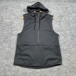 Under Armour ColdGear Sleeveless Hoodie Vest Black Loose Fit Women's LG